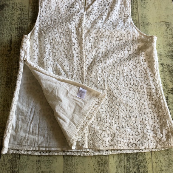 Talbots Sleeveless White Cream Top Lace Size‎ 16 Blouse Summer Business Casual - Picture 8 of 9